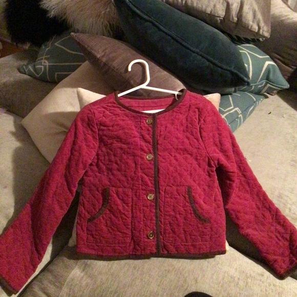Janie & Jack Dark Pink Quilted Corduroy Jacket - Picture 1 of 6